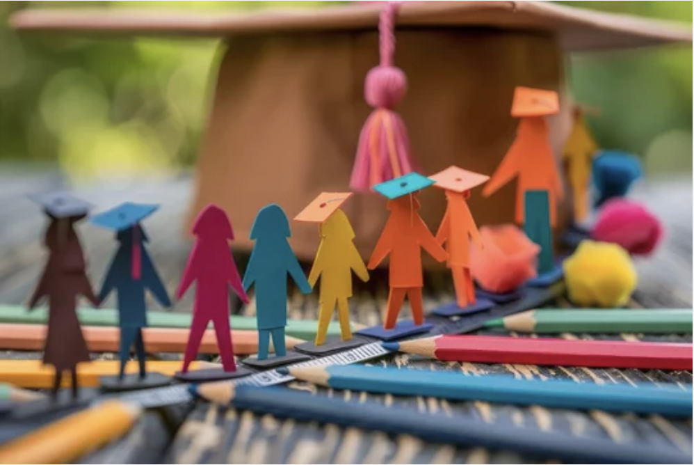 Image of students made out of coloured paper