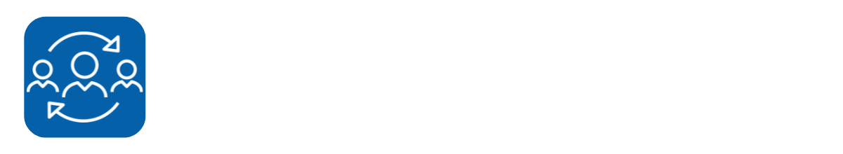 Blue tile displaying a white icon of illustrated people collaborating