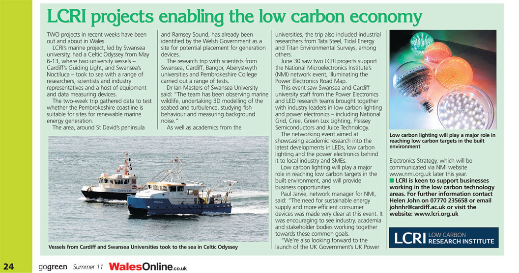 LCRI projects enabling the low carbon economy