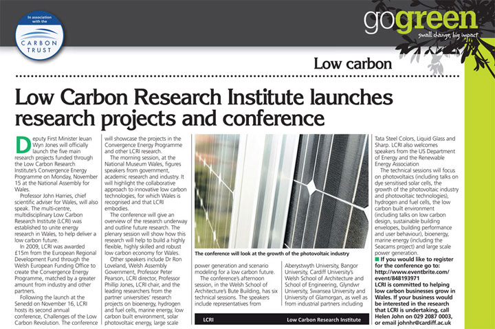 Low Carbon Research Institute launches research projects and conference