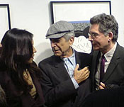David Boucher, author of Dylan and Cohen, with Leonard Cohen and Anjani Thomas.