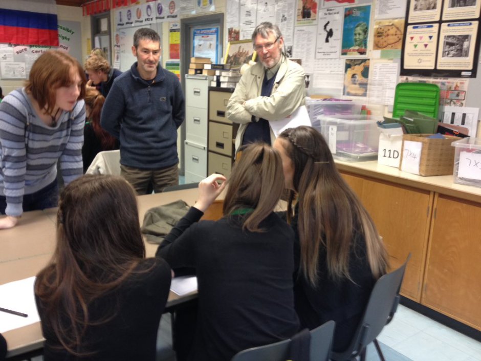 Clara, Steve and Paul chat to Mountain Ash pupils